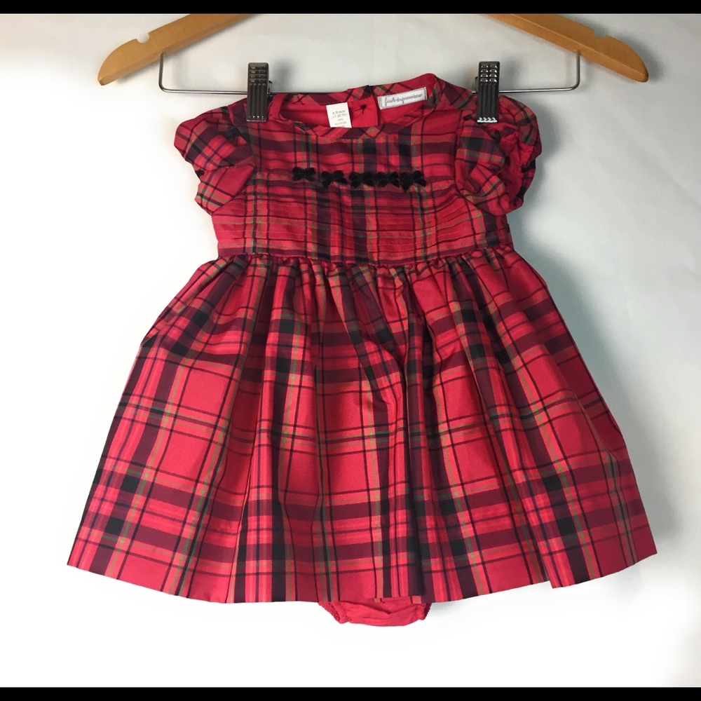 First impressions plaid girl holiday dress 6-9 mod